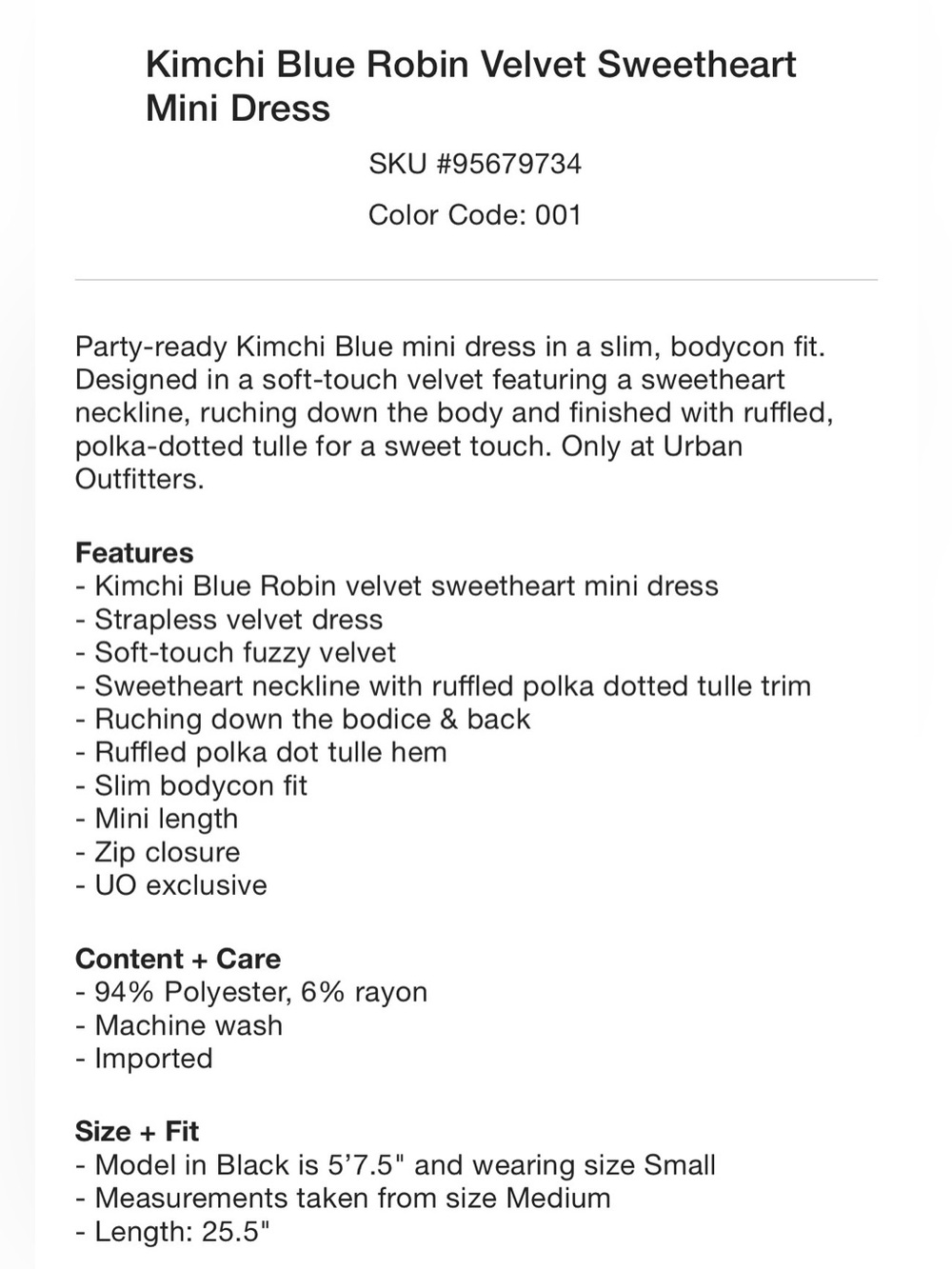 [kimchi blue] NWT urban outfitters robin velvet tube dress - Picture 6 of 9